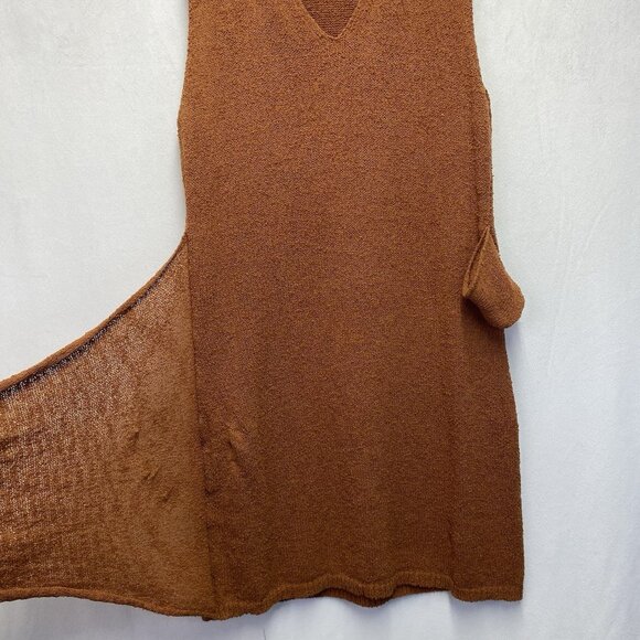 Free People Beach Poppy Sweater Mini Dress Women Small Rust V-Neck Sleeveless - Picture 4 of 16